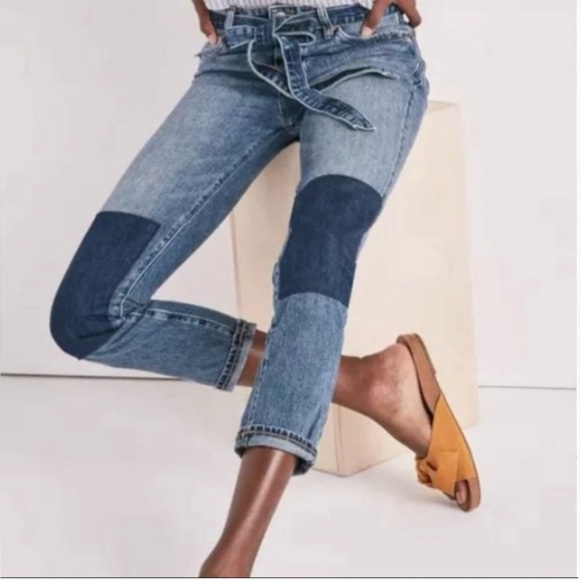 Lucky Brand Sienna Slim Boyfriend Jeans Patchwork Distressed  Size 2/26 - Picture 1 of 16